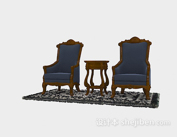 免费欧式精美休闲椅3d模型下载