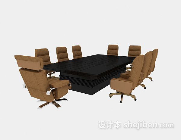 公司办公会议桌椅3d模型下载
