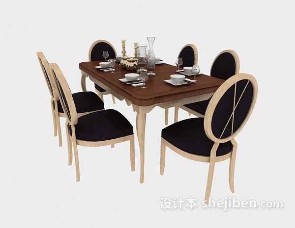 地中海风格地中海家居餐桌3d模型下载