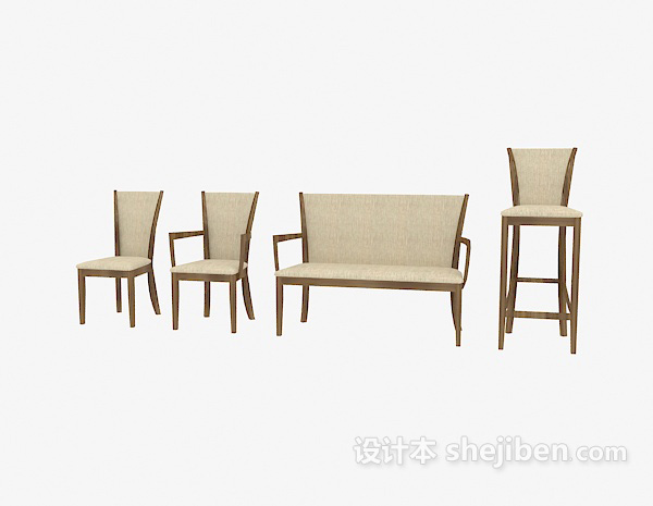 免费木质家居椅集合3d模型下载