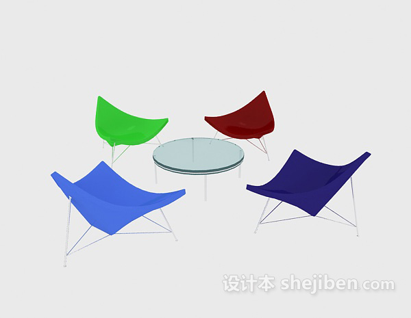 免费现代时尚桌椅组合3d模型下载