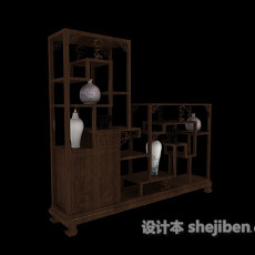 中式物品展示柜3d模型下载