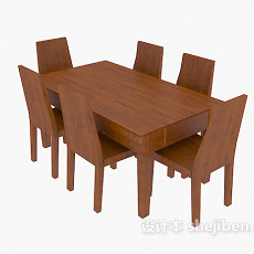 实木家居餐桌椅3d模型下载