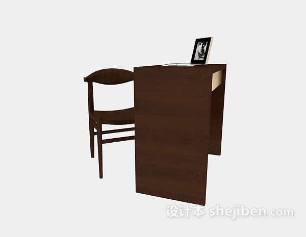 其它美式实木书桌3d模型下载