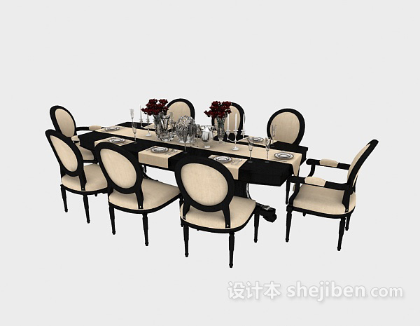 免费简约家居餐桌椅3d模型下载