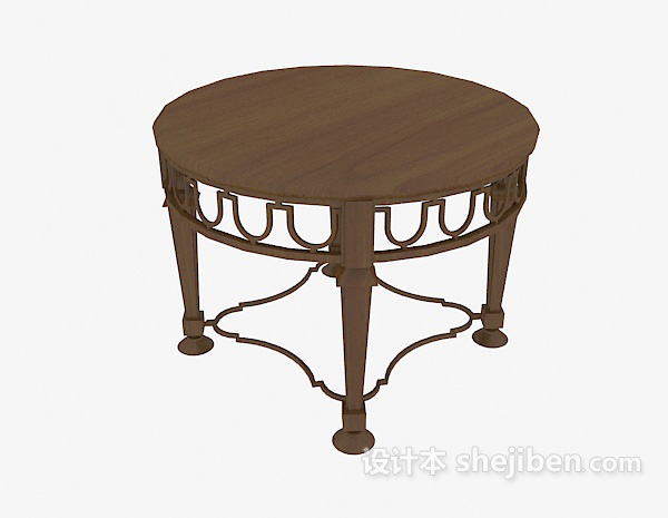 实木小 圆桌3d模型下载