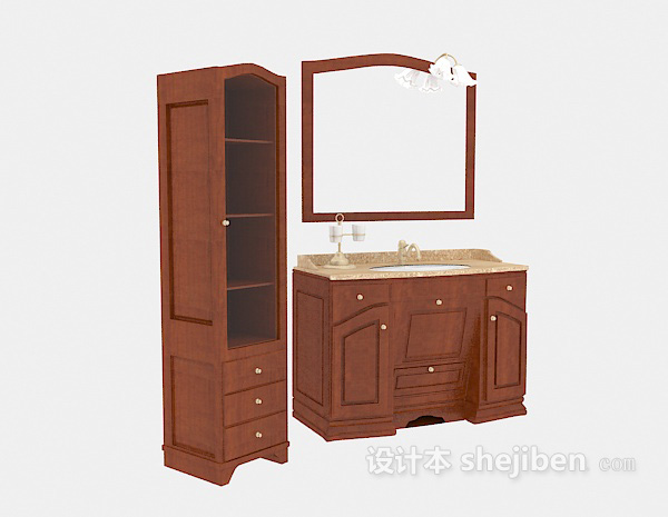 现代风格转角洗手盆镜子组合3d模型下载