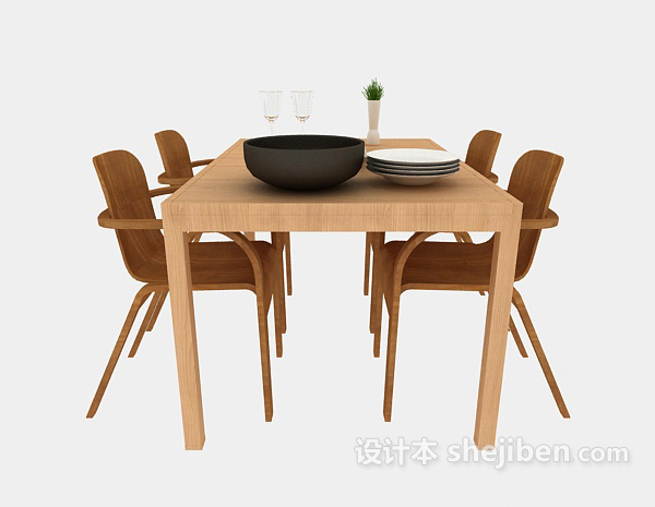 现代风格现代简约桌椅组合3d模型下载
