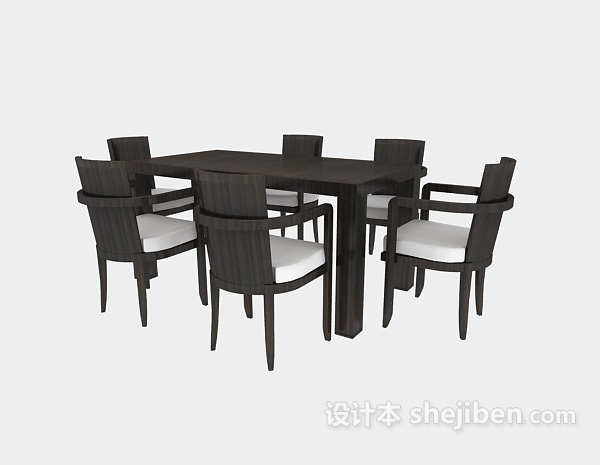 田园风格黑色桌椅组合3d模型下载