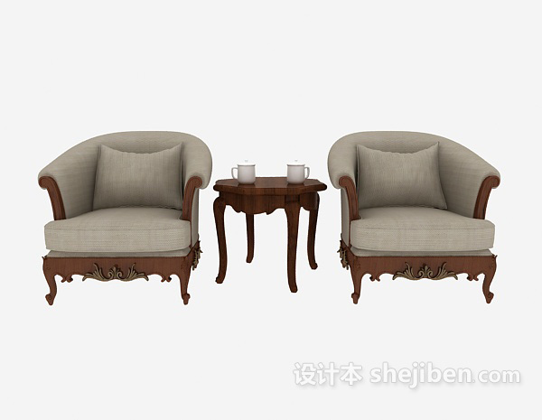 欧式风格欧式家居简约沙发3d模型下载