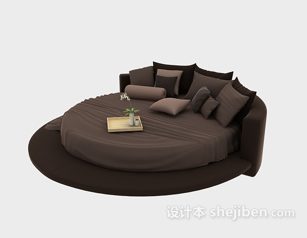 棕色圆形床3d模型下载