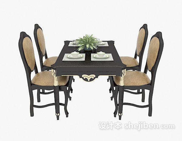 欧式风格欧式餐桌餐椅3d模型下载