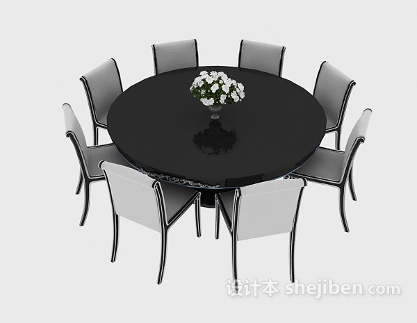 东南亚风格家庭实木桌椅3d模型下载