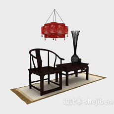 中式传统桌椅3d模型下载
