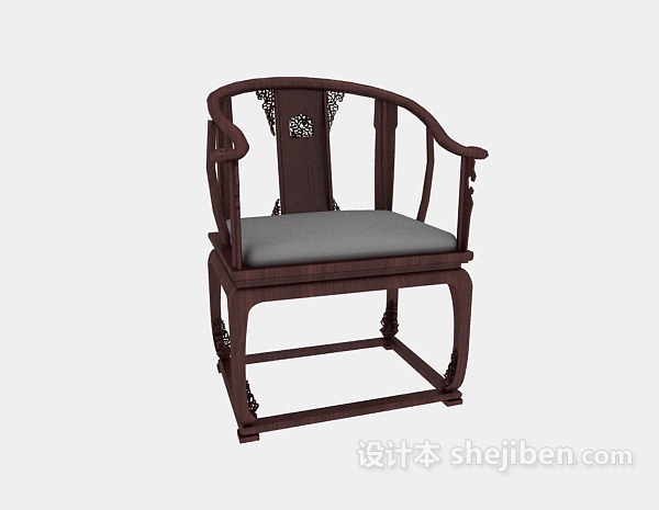 免费实木中式风格扶手椅3d模型下载