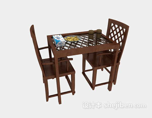 免费中式实木桌椅3d模型下载