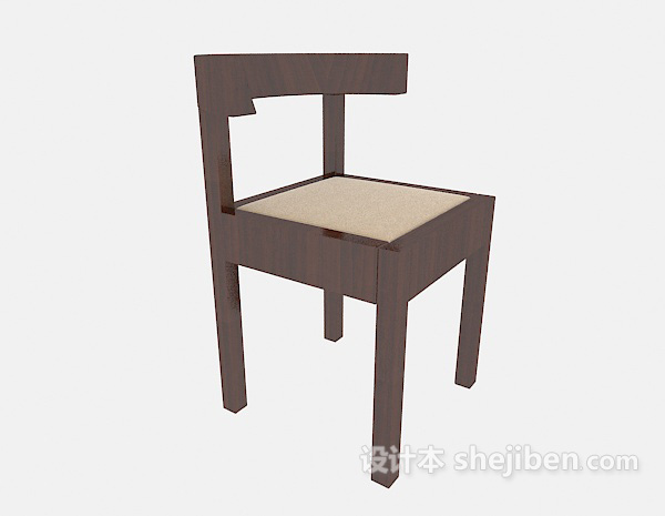 简易实木家居椅3d模型下载