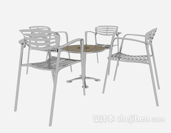 免费简约休闲风格桌椅组合3d模型下载