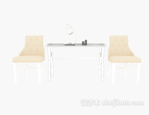 欧式风格欧式休闲椅、边桌组合3d模型下载