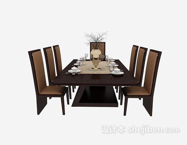 其它美式传统餐桌3d模型下载