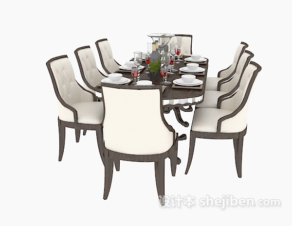 地中海风格地中海家居餐桌椅3d模型下载