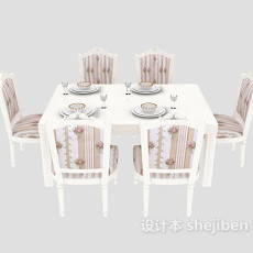 白色家居餐桌3d模型下载