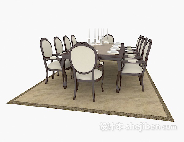 欧式风格欧式精致餐桌3d模型下载