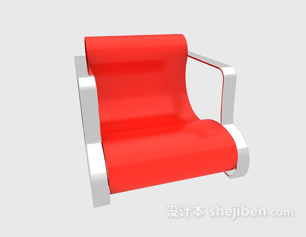 免费扶手红色休闲椅3d模型下载