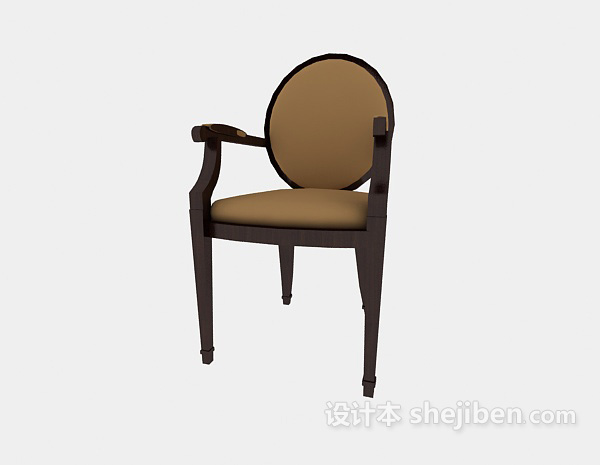 免费美式家居实木餐椅3d模型下载