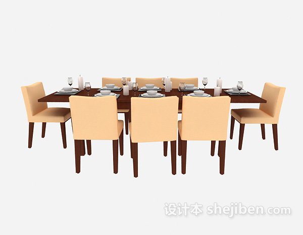 其它简约美式家居餐桌3d模型下载