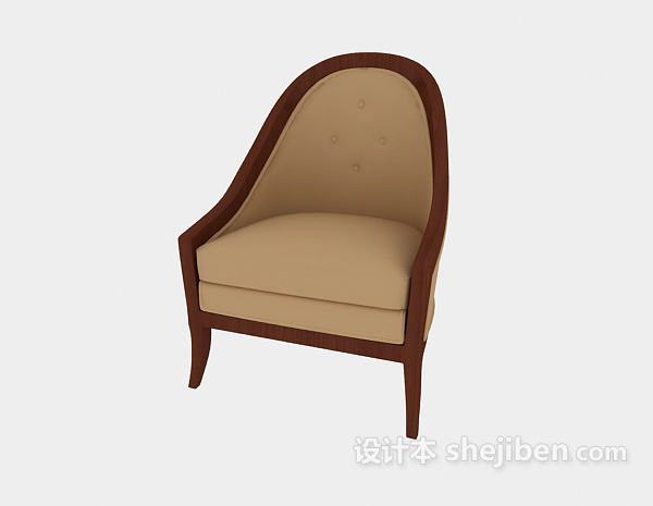 欧式风格欧式实木单人沙发3d模型下载