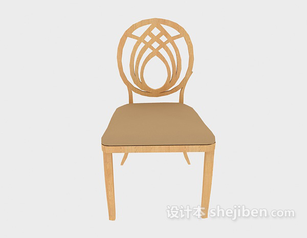 地中海风格简约实木休闲椅3d模型下载