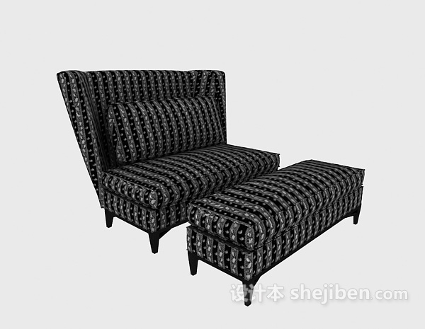 格子沙发及沙发凳3d模型下载