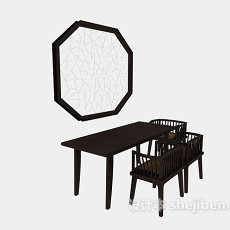 中式简约桌椅组合3d模型下载