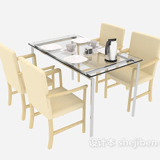 茶水间桌椅组合3d模型下载