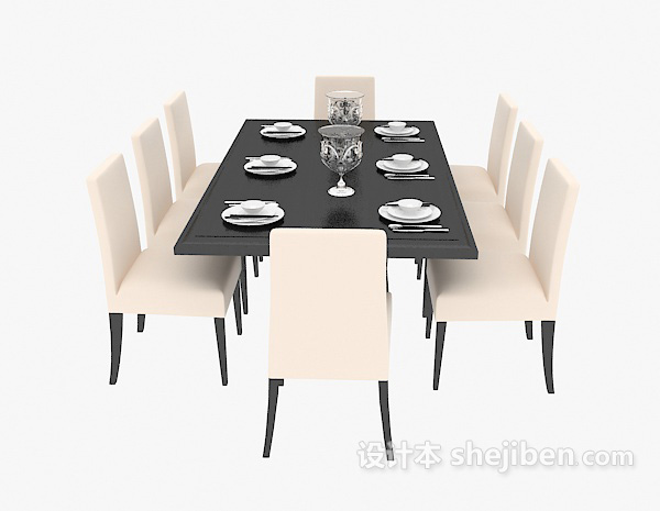 地中海风格地中海简约餐桌餐椅3d模型下载