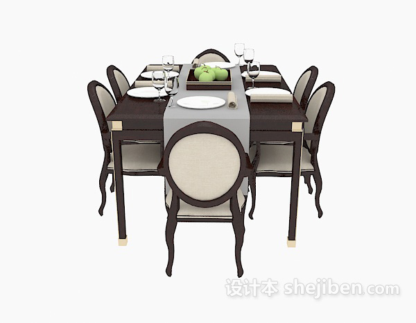地中海风格地中海餐桌椅3d模型下载