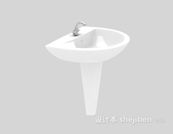 免费陶瓷白色洗手池3d模型下载