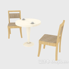 实木 桌椅组合3d模型下载