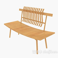 休闲长型木椅3d模型下载