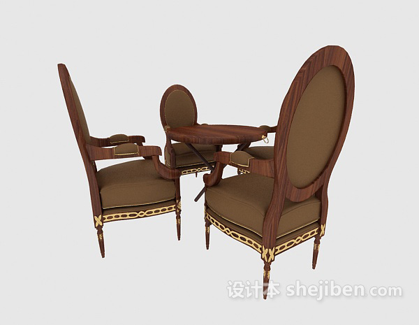 其它美式豪华桌椅组合3d模型下载