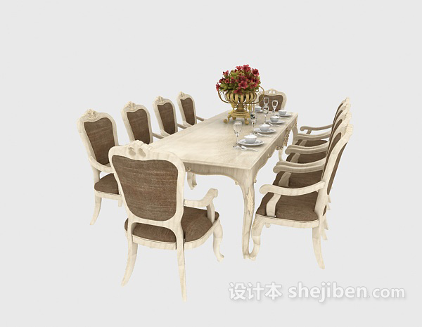免费时尚欧式餐桌椅3d模型下载