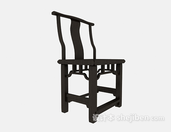 中式黑色复古休闲椅3d模型下载