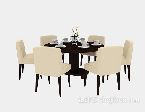 免费现代餐馆桌椅3d模型下载