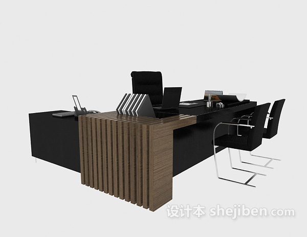 现代风格简约时尚办公桌椅3d模型下载