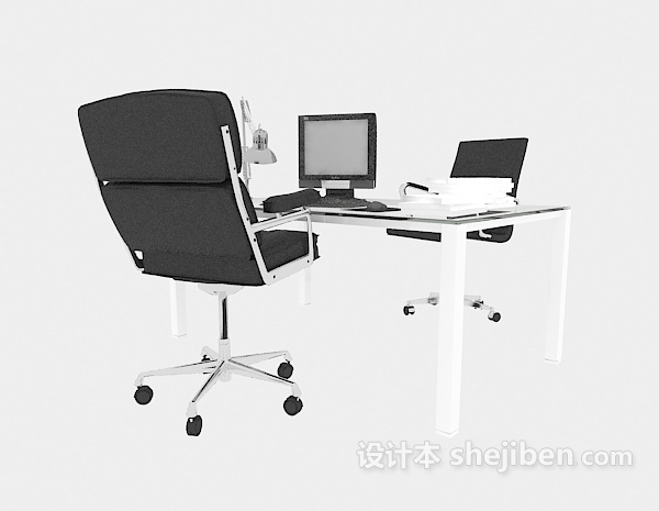 不锈钢办公桌椅组合3d模型下载