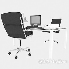 不锈钢办公桌椅组合3d模型下载