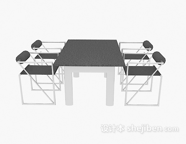 现代风格现代四人桌椅组合3d模型下载