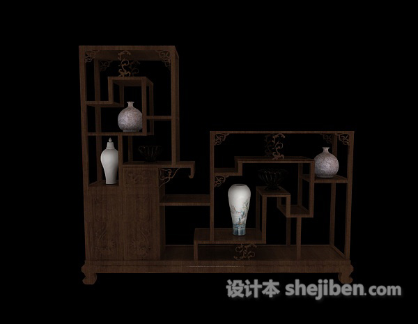 中式风格中式物品展示柜3d模型下载