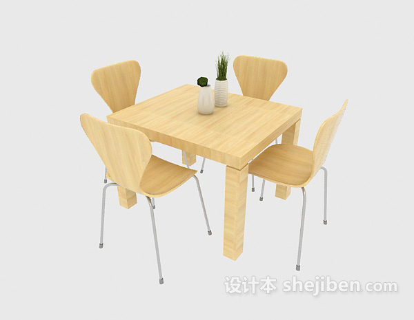 简约田园桌椅组合3d模型下载